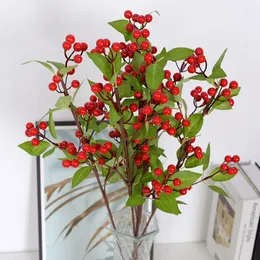 Flores decorativas de 78 cm de planta artificial Berry Cherry Branch Flower Flower Arrangement