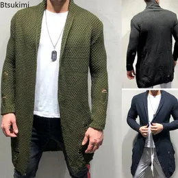 Mens Sweaters Autumn Winter Knitted Coat Long Cardigan Sweater Male Fashion Casual Large Jacket Trench Men Clothing 221130