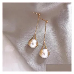 Ciondola i gioielli di moda del lampadario S925 Sier Post Long Nappa Orecchini di perle Perline Ciondolo Ciondola Stud Drop Delivery Dhftz