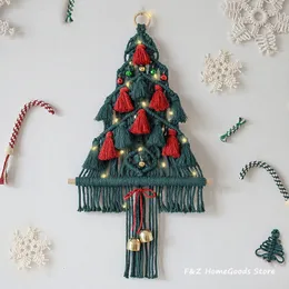 Weihnachtsdekorationen, Makramee-Weihnachtsbaum, Wandbehang, Wandteppich, Quasten, Glocken, handgewebt, Boho-Dekoration, böhmisches Dekor für Wohnzimmer, Kindergeschenk, khn 221129