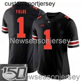 Genähtes Ohio State Buckeyes #1 Justin Fields-Trikot, NCAA, Schwarz, individuell, mit beliebiger Namensnummer, XS-5XL, 6XL