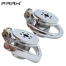 Cockrings FRRK Inverted Plugged Cylinder Chastity Cage with Bondage Belt for Couple Stainless Steel Cock Penis Rings Adults Sex Toys Shop 221130