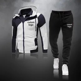 Mens Tracksuits مخصصة للمسارات غير الرسمية الرجال يضع أغطية الرأس والسراويل 2 قطعة سستة من النوع الثقيل الزي الرياضي بدلة الذكور الذكور الملابس 221130