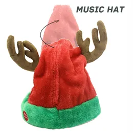 Decorações de Natal 5 Choice Bell Musical Santa Antler Chapéu cantando dança em movimento movimentado de pelúcia de inverno adulto de inverno GIF 221130