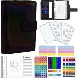 Equipamento de exibi￧￣o publicit￡ria Ppyybudget Binder A6 Ring Binder Notebook com envelope Clear Cash para Cash Aquileiro Organizador de Dinheiro Com adesivos de etiqueta 221130