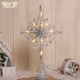 Christmas Decorations Valery Madelyn 34cm Tree Topper Metal LED Lights Star Ornaments for Home 2023 221130