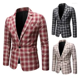 Men's Suits 2022 European And American Men's Fashion Plaid Small Suit Single Row One Button Casual Jacket