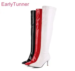 Marka Winter Blossing Black Red Women High Boots Sexy Lady Dance Buty Buty ET72 Plus duży rozmiar 10 32 43 48 211105135579
