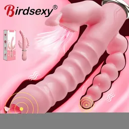 Vibratörler 3 in 1 yapay penis tavşan su geçirmez usb manyetik şarj edilebilir anal klitoris seks oyuncakları kadın çiftler için 221130