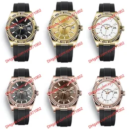 6 model watch 2813 sports automatic machine 326235 wristwatch 42mm dark gray dial 18k rose gold black rubber strap white black chocolate men's watches 326238