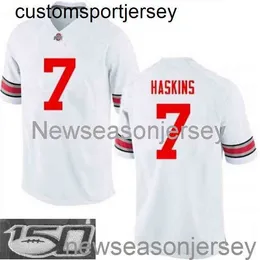 Maglia Ohio State Buckeyes # 7 Dwayne Haskins Jr bianca NCAA cucita 150esimo Personalizzato qualsiasi numero di nome XS-5XL 6XL