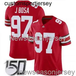 خياطة أوهايو الدولة Buckeyes #97 Joey Bosa Red NCAA 150th Jersey مخصص أي اسم رقم XS-5XL 6XL