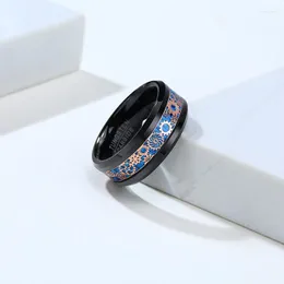 Wedding Rings Men Tungsten Bands Engagement Ring With Mechanical Gear Wheel Light Blue Carbon Fiber Inlay Comfort Boyfriend Dad