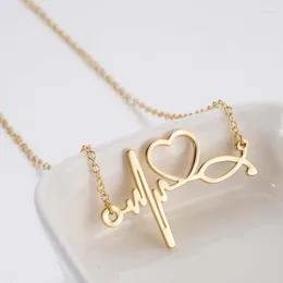 Chains 2 Color Delicate Beauty Brief Heartbeat Heart Chians Necklaces Materials Is Stainless Steel 316 No Easy Fade Anti-allergy