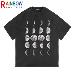 T-shirty męskie Rainbowtouches 2022 MARK MĘŻCZYZN T-shirt High Street Tidal Current Różowa czaszka Druku