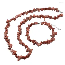 Collana Orecchini Set Pietra naturale Chips d'oro Perline Ghiaia Braccialetto irregolare Gioielli Regali di guarigione Yoga per donne Y1080