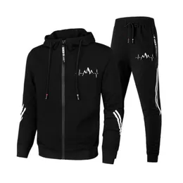 Mens Rastreos Tracksuit Duas peças Casas de zíper listradas Moda Moda Casual Outdoor Male Sportswear Suit Plus Size Men Clothing 221130