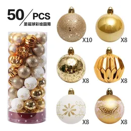 Christmas Decorations 50Pcs Gold Plastic Balls 6cm Tree Ball Xmas for Home Year Decor Assorted Color 221130