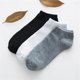 Men's Socks 5Pairs/Lot Men Cotton Casual Breathable Boat Short Ankle Sock For Female Spring Summer Black Fit Size 36-46
