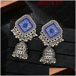 Baumeln Kronleuchter Boho Elegante Damen Silber Farbe Malerei Baumeln Ohrringe Bijoux Vintage Böhmen Quaste Ohrring Ethnischen Stamm Indien Dhxbg