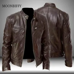 Mens Vests Fashion Fashion Leather Jacket Slim Fit Stand Collar PU 남성 오토바이 오토바이 지퍼 S MEN 5XL 221130