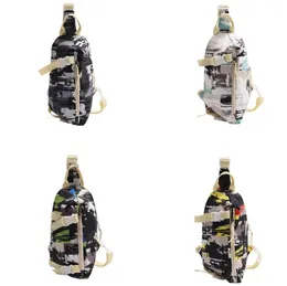 Men Sling Chest Bag Anti-Theft Single Shoulder Messenger Bag For Boy Sport Cross Body Bags Graffiti Strip Design Earphone Jack