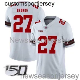 خياطة ولاية أوهايو Buckeyes #27 Eddie George White NCAA 150th Jersey Custom أي اسم رقم XS-5XL 6XL