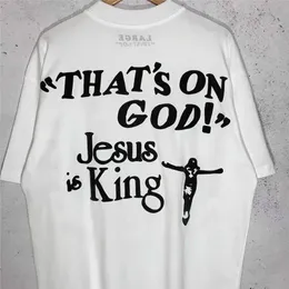 Мужские футболки Jesus Is King Футболка большого размера в стиле хип-хоп с принтом из пенопласта Мужчины Женщины 1 1 с короткими рукавами T221130