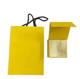 Yeni stil f harf sarı kutular takı aksesuarları ambalaj ekran kutusu toz çantaları kolyeler bilezik küpeler halka kutusu hediye çantası mücevher saklama kutuları