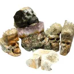 Andra evenemangsfest levererar naturliga kraniumkristallkluster kvarts wicca stenar reiki helande prov skalle halloween prydnad heminredning f￶r rum 221129