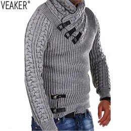 Herrtröjor knappturtleneck twist manlig höst långärmad smal fit pullover fasta färg toppar s3xl 221130