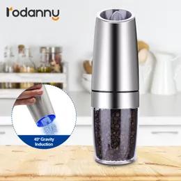 Mills Rodanny Automatic Electric Pepper And Salt Grinder Stainless Steel Gravity Herb Spice Mill Adjustable Coarseness Kitchen Tools 221130