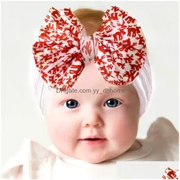 Headbands Christmas Baby Headbands Nylon Girls Cartoon Bowknot Kids Headband Soft Designer Hair Accessories Drop Delivery Jewelry Ha Dhigk