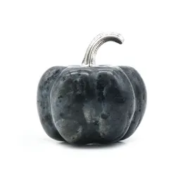 30mm Healing Pumpkin Black glitter Stones Natural Crystal Hand Made Carving Pumpkin Shape Stone For Christmas Gifts