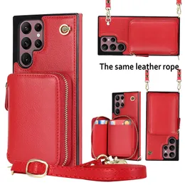 Necklace Folio Zipper Phone Cases for iPhone 14 13 12 11 Pro Max XR XS 7 8 Plus SE2 SE3 Crossbody Multiple Card Slots Leather Wallet Chain Bracket Shell