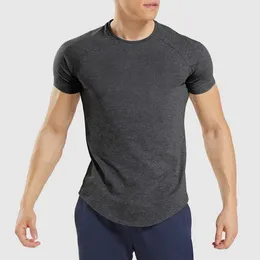 Mens Lu Lu Outdoor Tee Shirt Mens Yoga Outfit snabb torr svett-vickande sport kort topp manlig kort hylsa för fitness t-shirt hög kvalitet