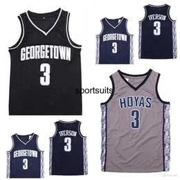 NCAA MENS Georgetown Hoyas Iverson Koleji Allen Basketbol Formaları 3 AI Üniversite Boyutu S-2XL Hızlı Teslimat