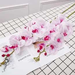 Dekorativa blommor 2st/Lot Simulation 9-Heads Phalaenopsis Single Branch Pu Artificial Decoration Home Flower Wall Wedding Fake Orchid