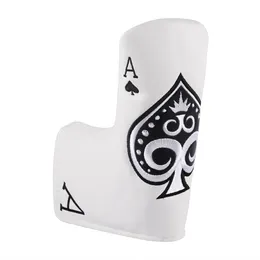 Ace of spades White PU Leather Embroidery Golf Club Headcover Blade Putter cover