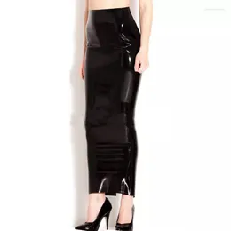 Юбки с высокой талией женщина виниловая сексуальная тонкая линька элегантная эстетическая женская юбка плюс плюс Black