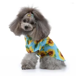 Hundkl￤der Summer Pet Shirt Thin Beach Plaid Tryck sm￥ och medelstora kl￤der Teddy Chihuahua -skjortor f￶r hundar