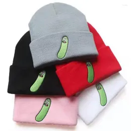 Berets Knitted Beanie Cucumber Hat Funny Anime Embroidery Hip Hop Autumn Winter Men And Women Cold