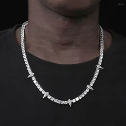 Kedjor isade ut bling 5a kubik zirkon tennis kedja spik charm halsband man hip hop rock punk cool män smycken hög kvalitet