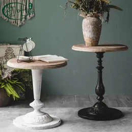 Iron coffee shop small round table living room Furniture leisure balcony some solid wood vintage home tablE tea tables
