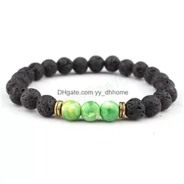 Charm Bracelets 8Mm Natural Lava Stone Strands Bracelets Handmade Beaded For Men Women Charm Yoga Fashion Party Jewelry Drop Delivery Dhbhe