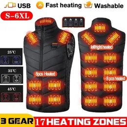 Men's Vests 17PCS Heated vest Jacket Fashion Men Women Coat Intelligent USB Electric Heating Thermal Warm Clothes Winter Heated Vest 221130