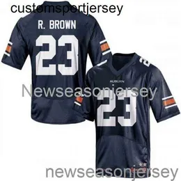 Stitched 2020 NCAA #23 Ronnie Brown Tigers Navy Football Jersey Custom Eventuellt namn nummer XS-5XL 6XL