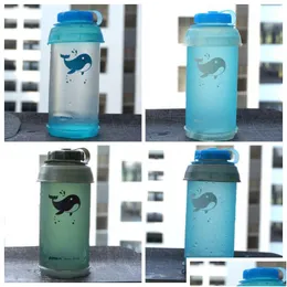 Water Bottles Manufactor Supply Food Grade Soft Kettle Tpu 750Ml Outdoors Collapsible Water Bottle Portable Sports Cup Whale Printin Dhfig