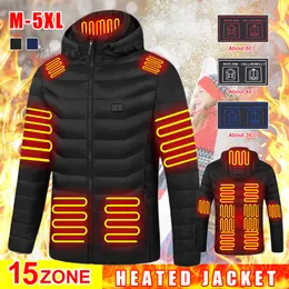 Gilet da uomo 15 aree di riscaldamento Cappotto elettrico Ricarica USB Giacca termica calda Riscaldata con cappuccio Abbigliamento sportivo da esterno Goccia 221130