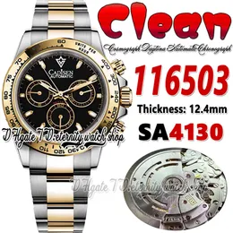 Clean CF V3 CF116503 MENS WATM SA4130 Automatyczne chronograf Dwucie żółte złoto czarny sztyft 904l Ostersteel Bransoletka Super Edition TH 12,4 mm Eternity Watches